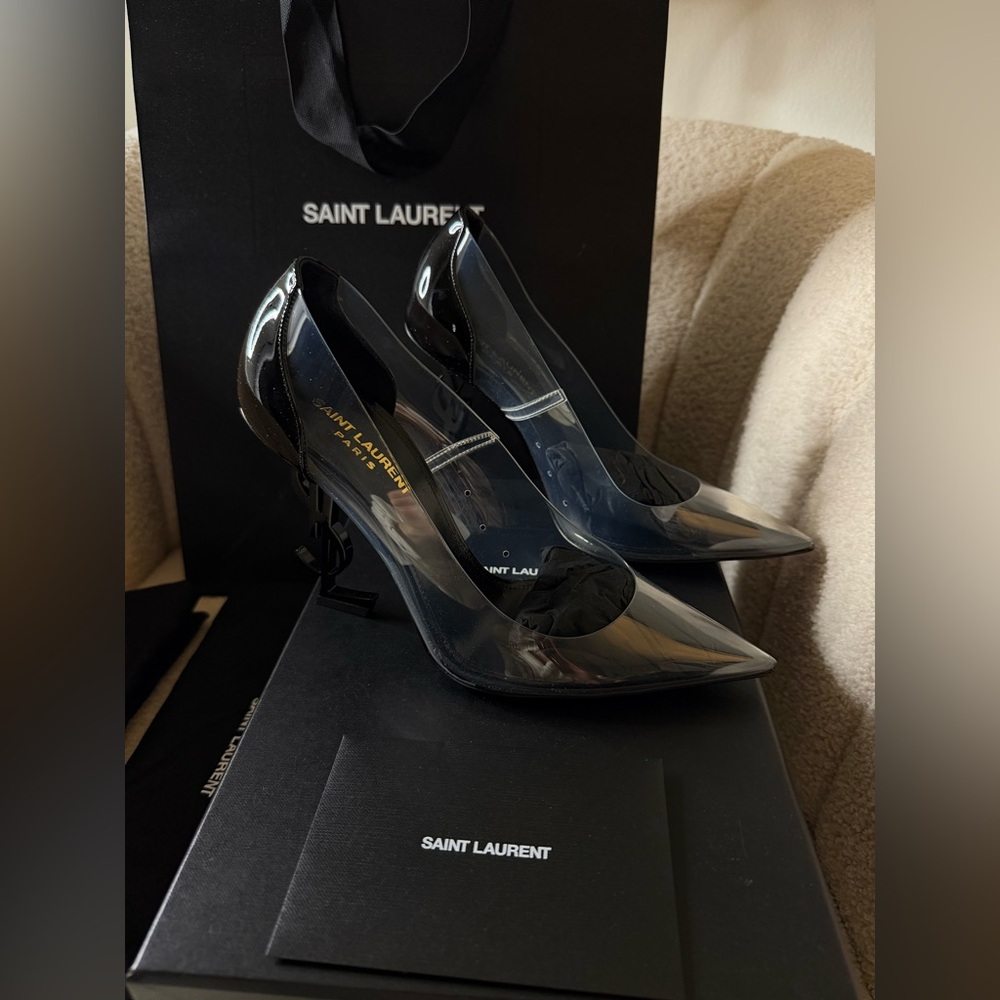 SAINT LAURENT Opyum Pumps logo Heels – Size 38.5 – Brand New / Full Set - Picture 4 of 12